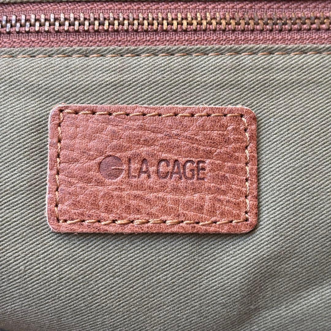 LA CAGE ラ カージュ レザー ボストンバッグ 本革 旅行カバン　大容量