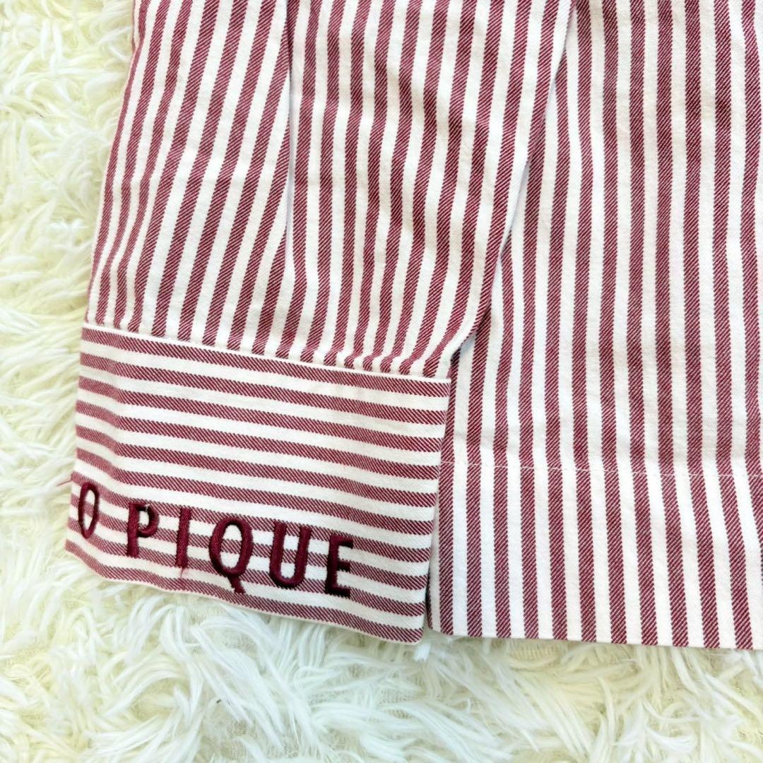 良品✨ジェラートピケ ストライプ柄パジャマ 上下 ロゴ刺繍 ルームウェア 長袖