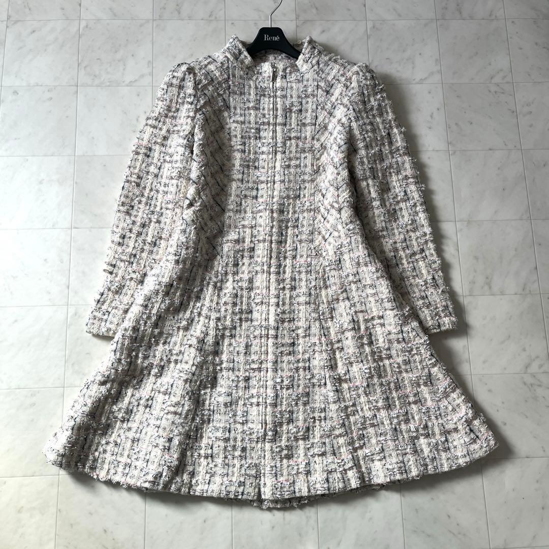 美品♡ルネ TISSUE ミンクファー ツイードコート 2way 36