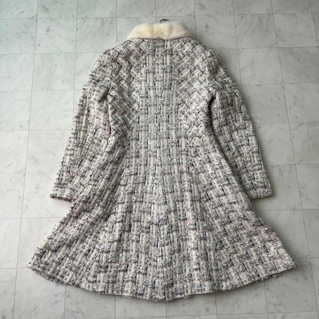 美品♡ルネ TISSUE ミンクファー ツイードコート 2way 36