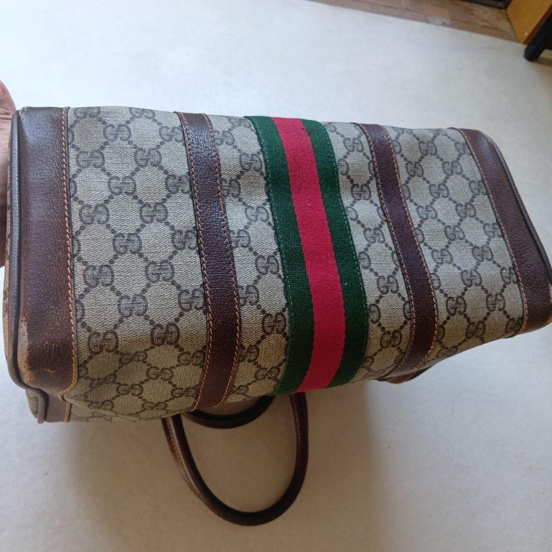 J*O様 GUCCIGGキャンバスシェリーライン レザーボストンバッグ
