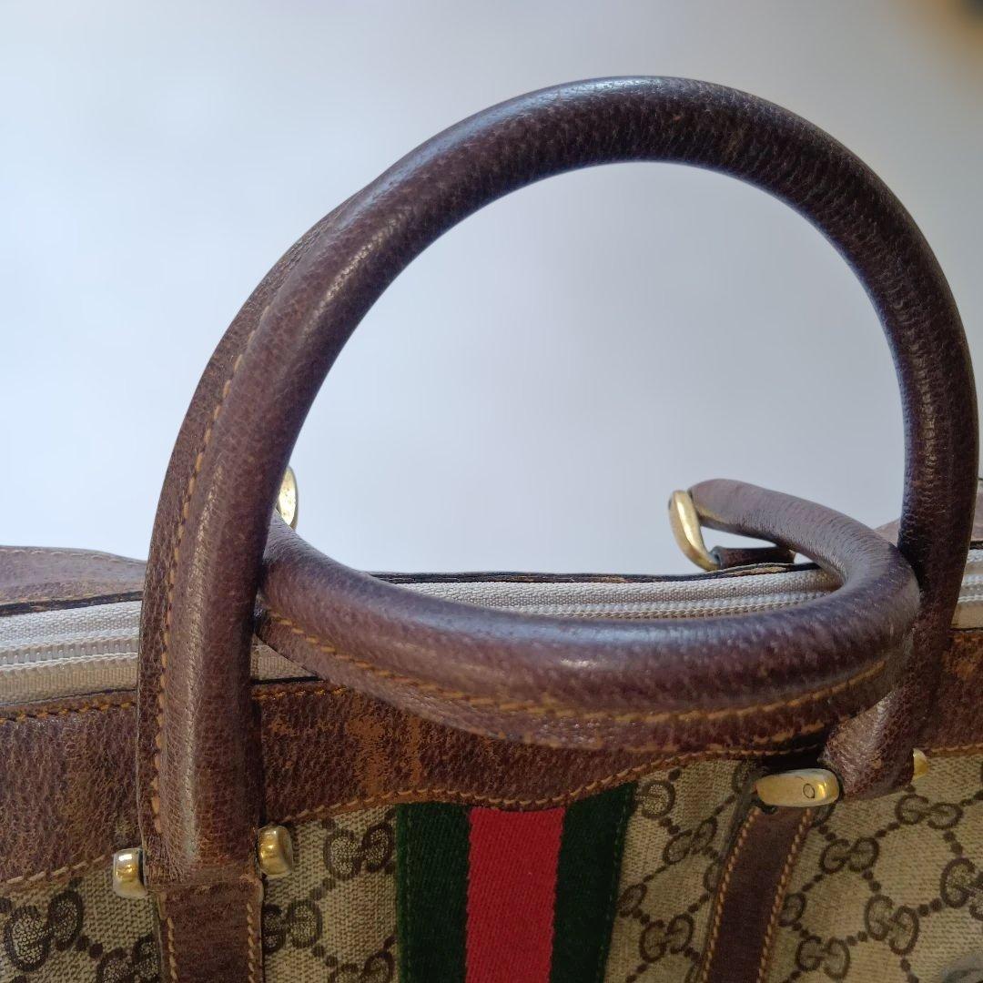 J*O様 GUCCIGGキャンバスシェリーライン レザーボストンバッグ