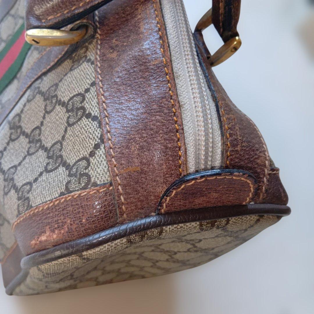 J*O様 GUCCIGGキャンバスシェリーライン レザーボストンバッグ