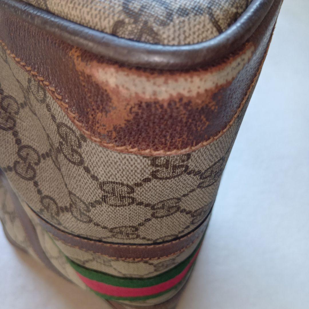 J*O様 GUCCIGGキャンバスシェリーライン レザーボストンバッグ