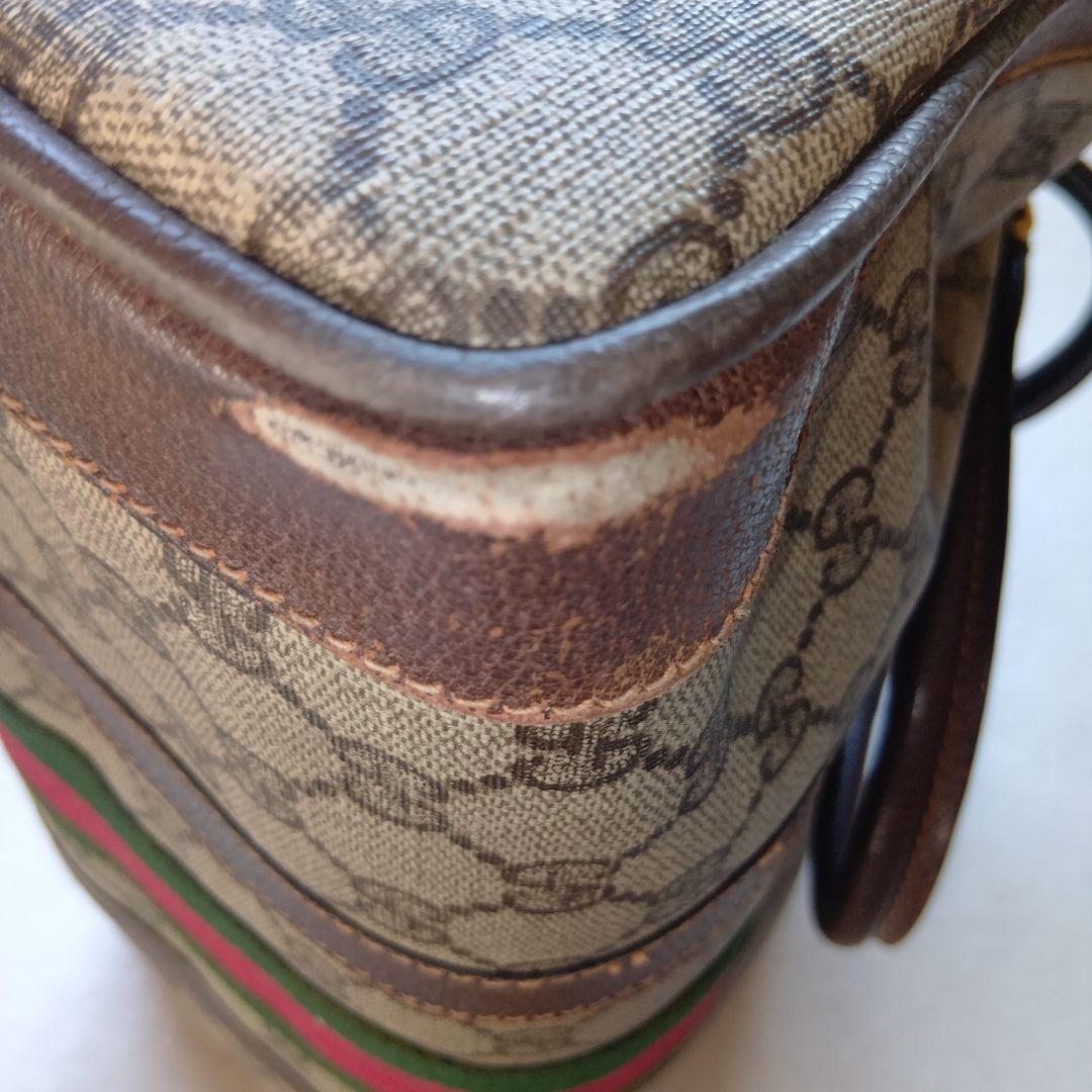 J*O様 GUCCIGGキャンバスシェリーライン レザーボストンバッグ