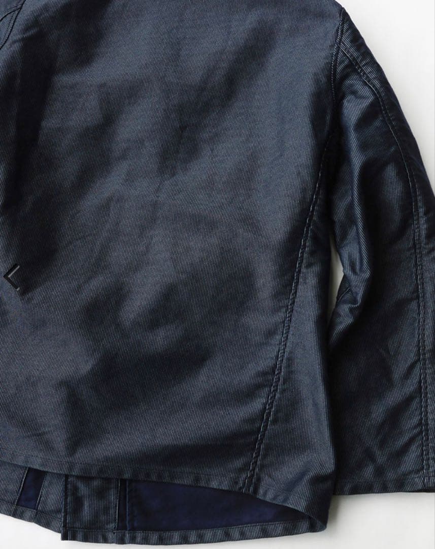 OUTIL veste antsiramana ノーカラージャケット　ストライプ