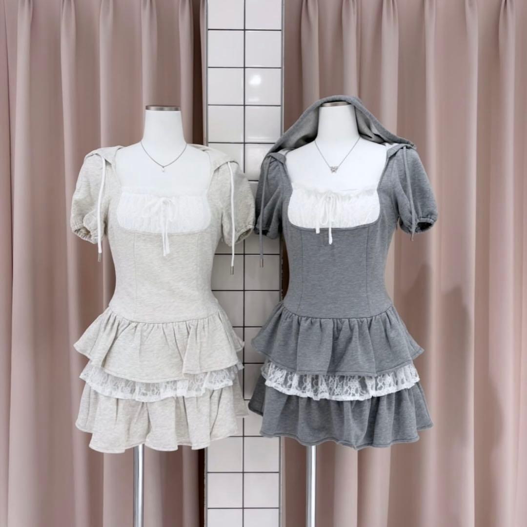 bubbles バブルス ガーリースウェットワンピース グレー
