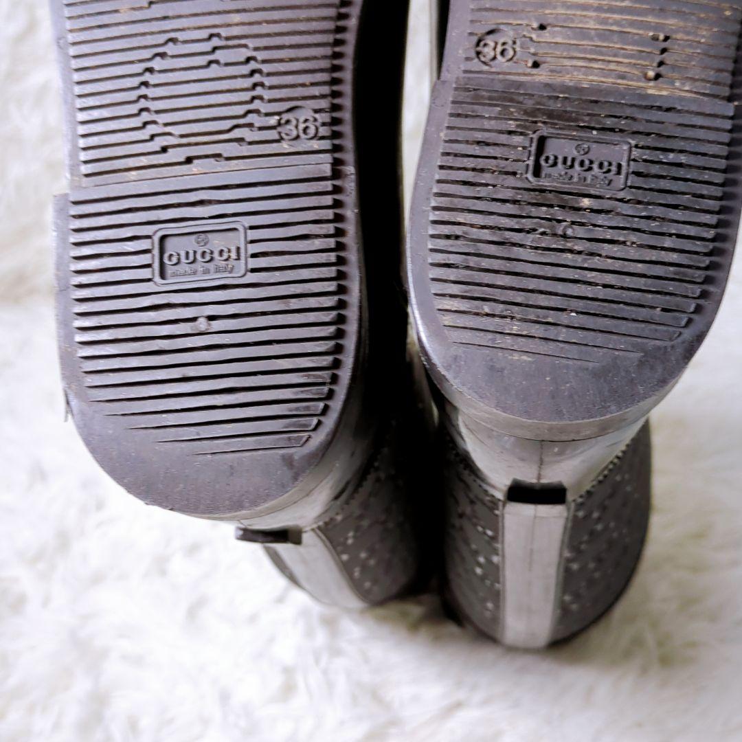 グッチ GUCCI GG柄 レインブーツ 長靴 ラバーブーツ ブラック 36