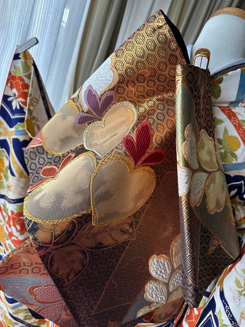 振袖フルセット 総柄 紺色ネイビー×マルチカラー×金彩金駒刺繍 古典柄