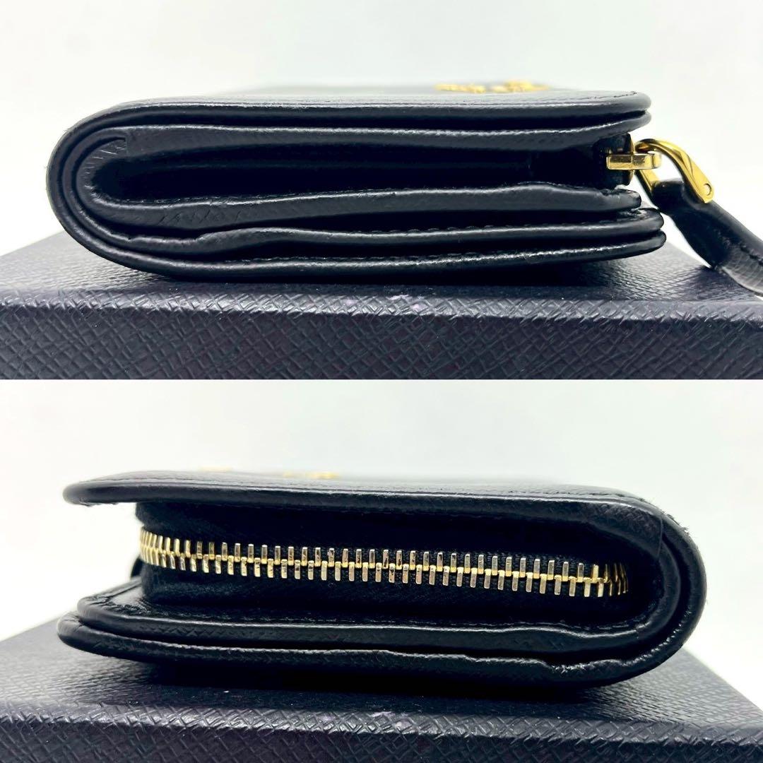 ◆現行/ギャラ付◆PRADA 二つ折り財布 サフィアーノ メタルロゴ L字ジップ