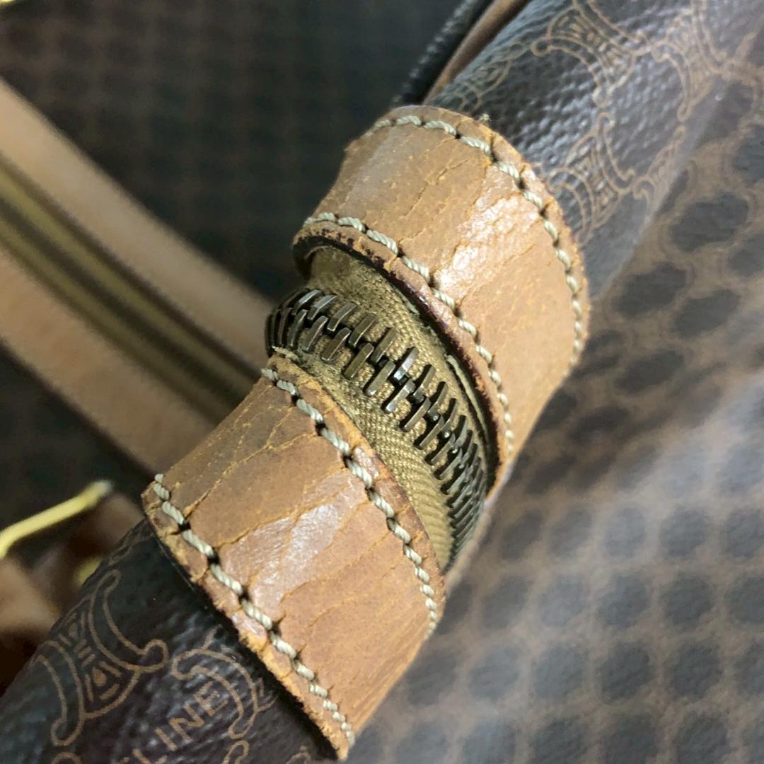 CELINE セリーヌ マカダム柄 ボストンバッグ ブラウン レディース