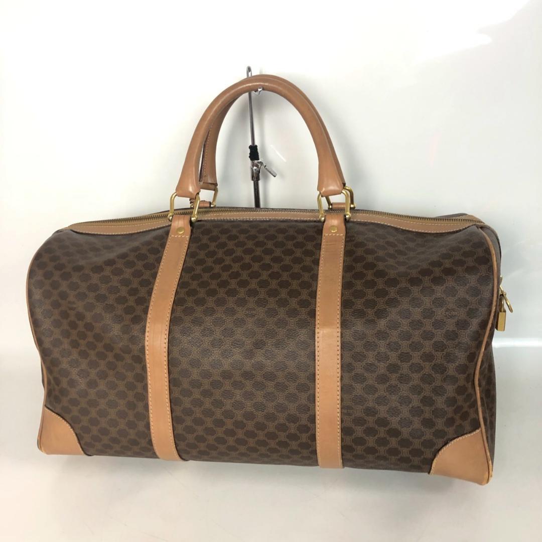 CELINE セリーヌ マカダム柄 ボストンバッグ ブラウン レディース