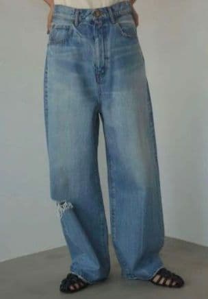 パンツ loose straight crash denim