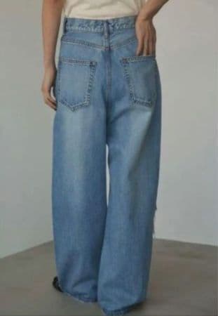 パンツ loose straight crash denim
