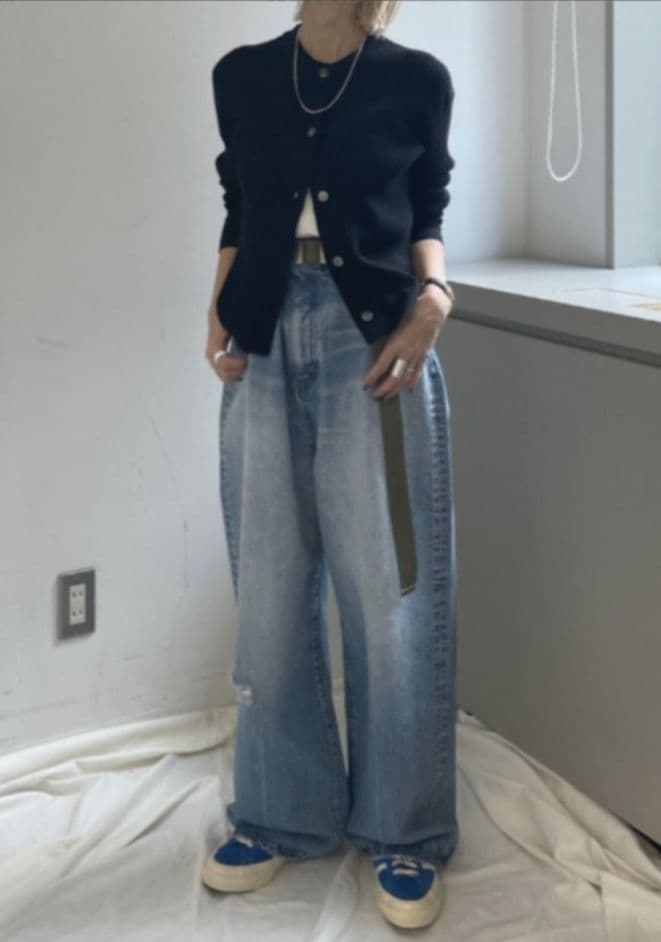 パンツ loose straight crash denim