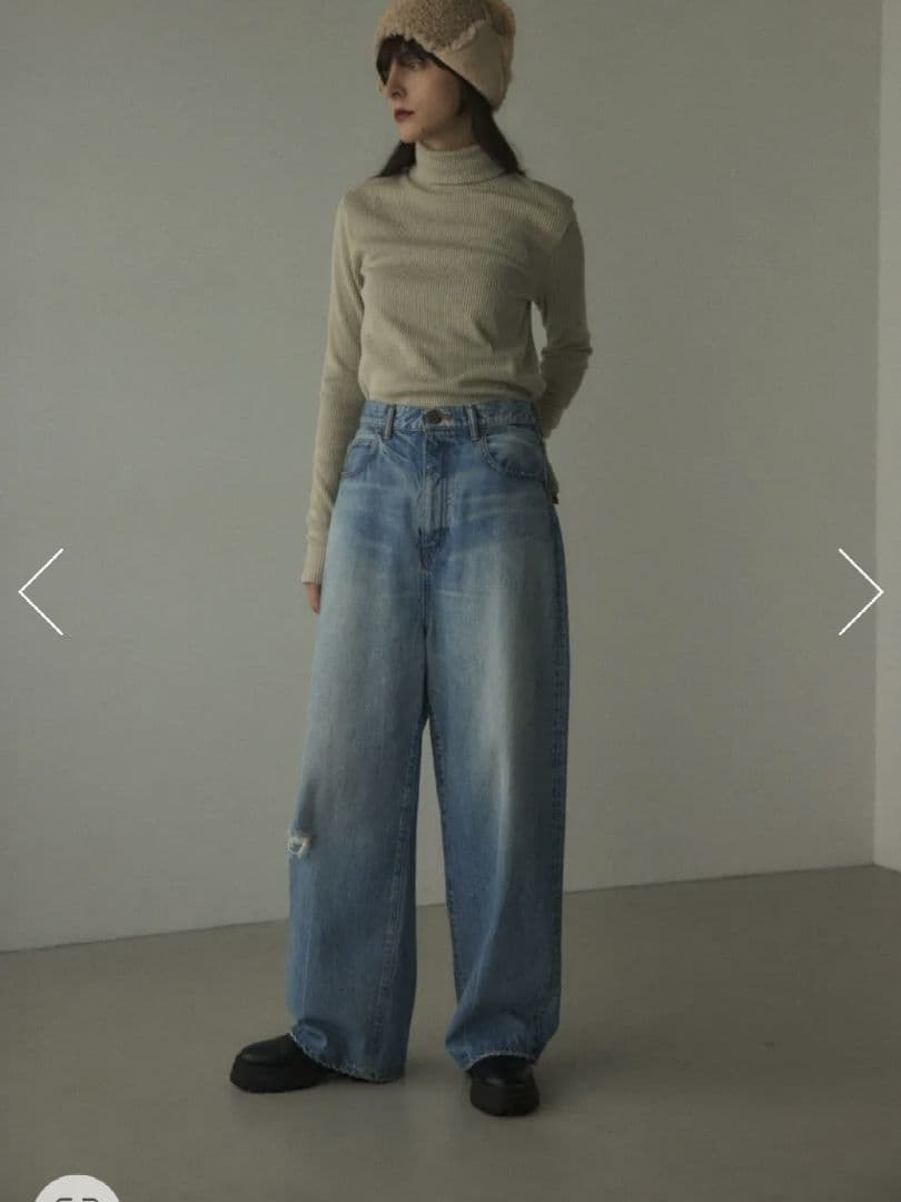パンツ loose straight crash denim