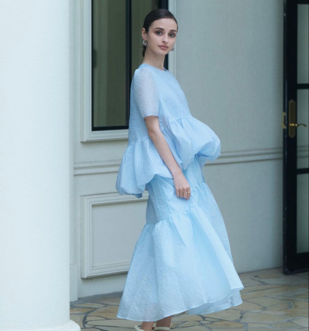 BLUELEA Silky jacquard skirt ブルレア　シルキー