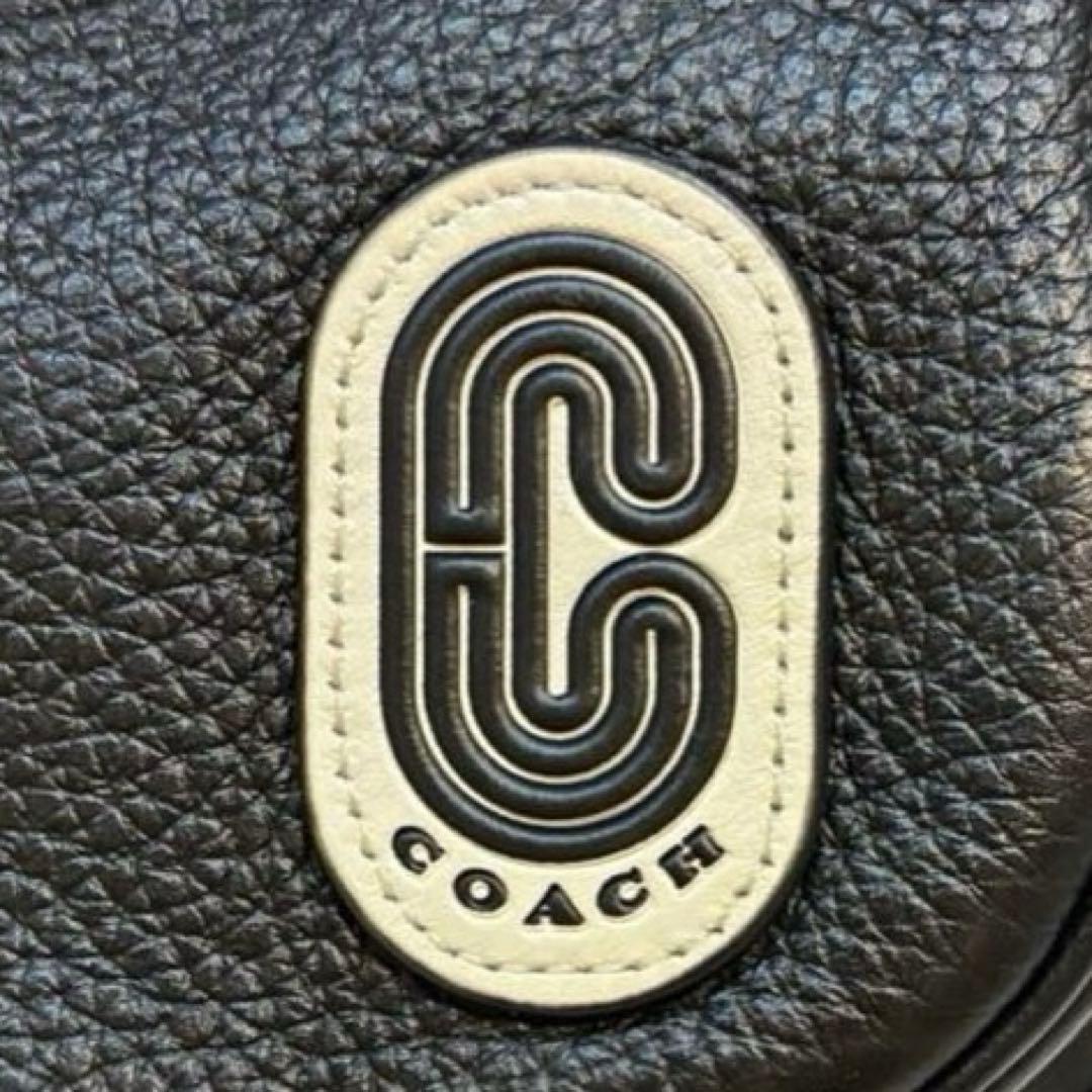 【美品】COACH Cロゴ ナイロンレザー ボディバッグ91066 黒