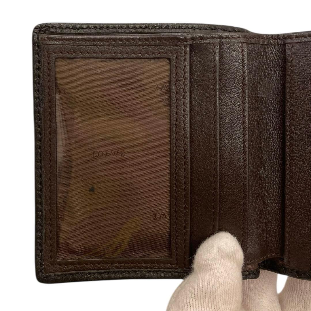【良品】LOEWE／ロエベ 二つ折り財布 ダブルホック／小銭入れ／ダークブラウン