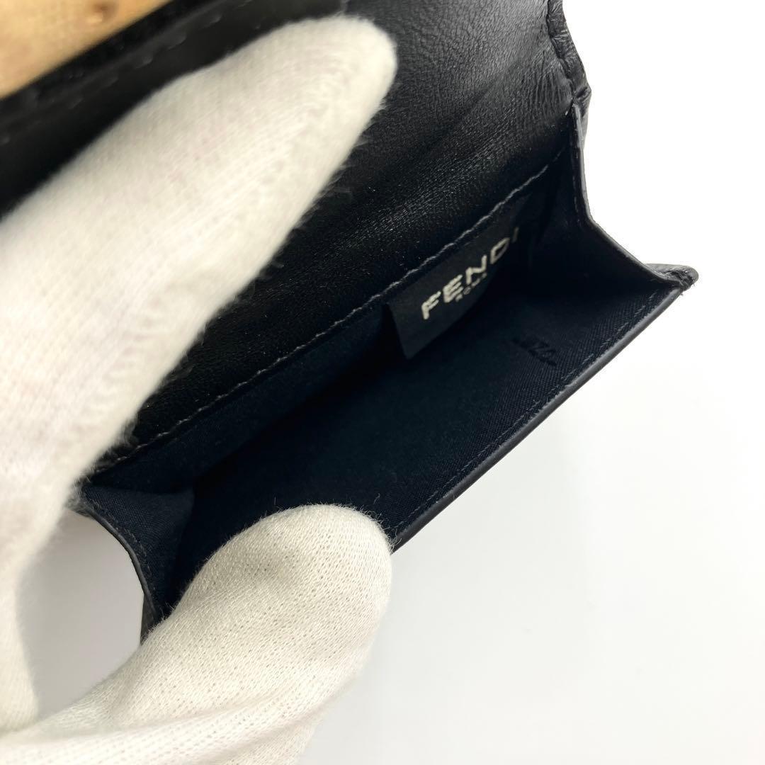 箱付き美品✨フェンディ　三つ折り財布　バゲットマイクロウォレット　黒　ズッカ