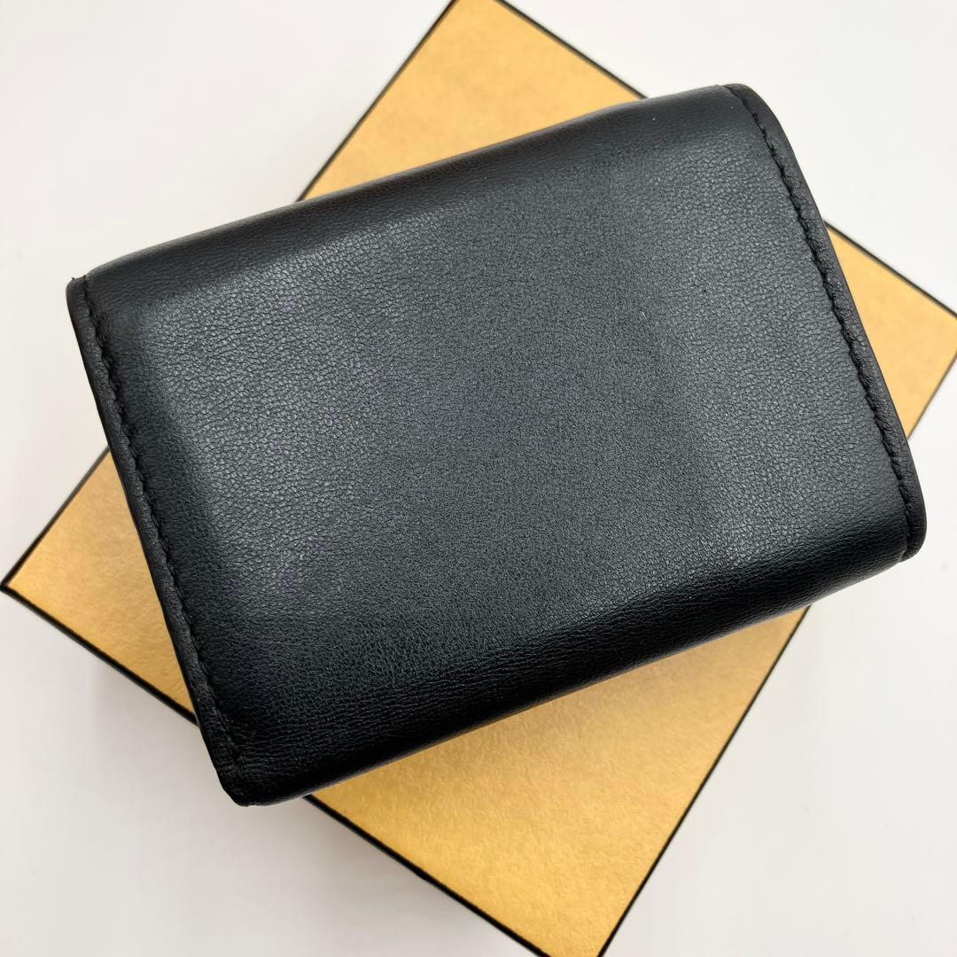 箱付き美品✨フェンディ　三つ折り財布　バゲットマイクロウォレット　黒　ズッカ