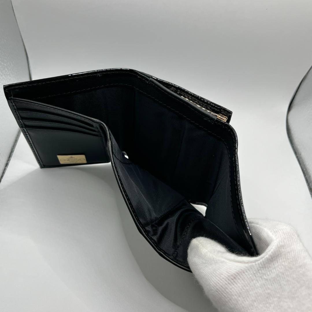 Vivienne Westwood エナメル がま口 折財布 黒 ツルツル