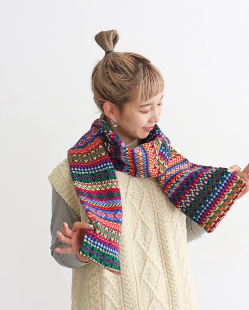 MACPHEEマカフィー フェアアイル厚手ウールマフラーWOOL100%即日配送