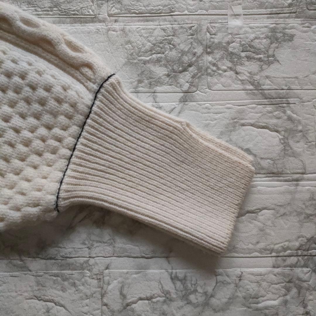 ADAM ET ROPE'　リサイクルウールケーブルZIPカーディガン　Ｆ