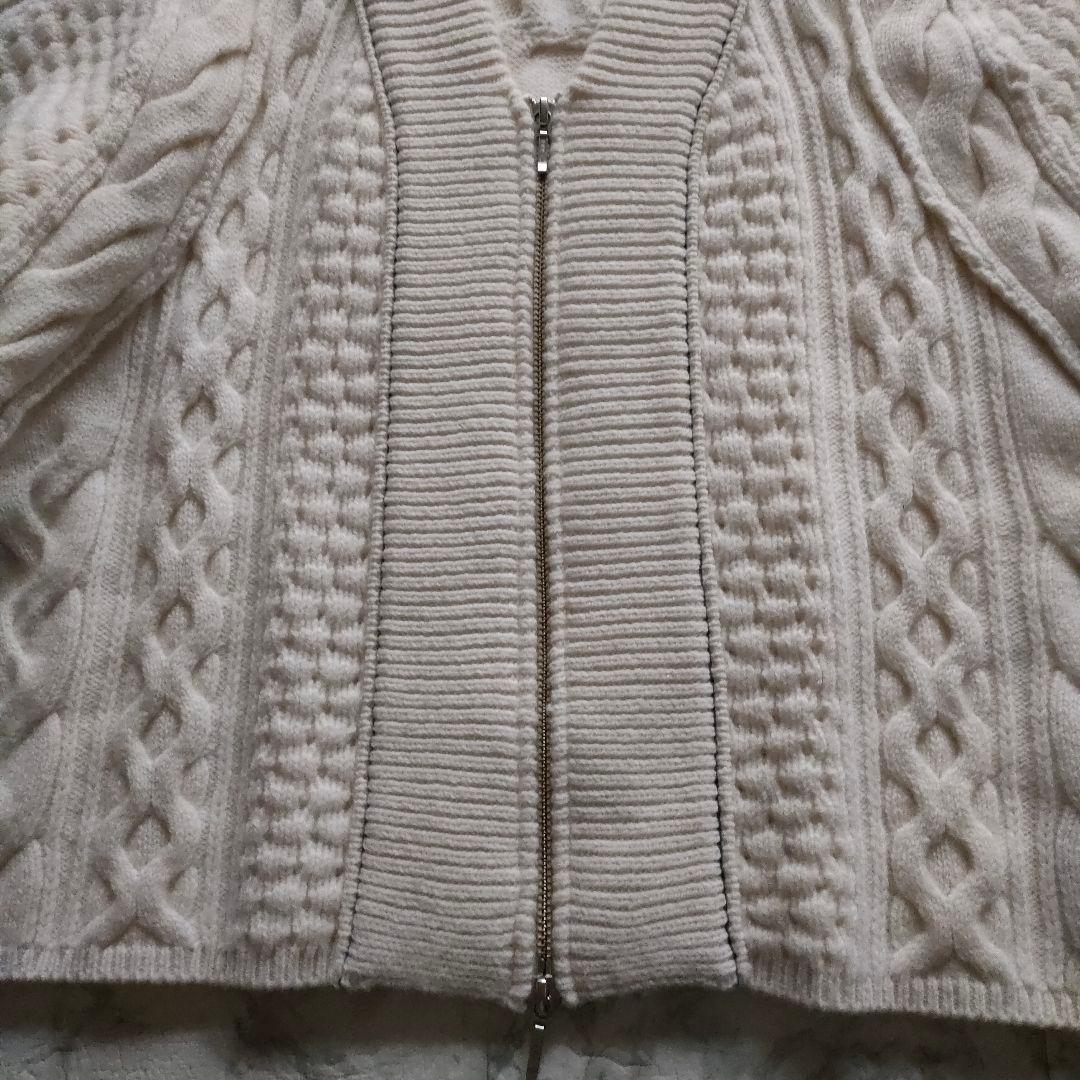ADAM ET ROPE'　リサイクルウールケーブルZIPカーディガン　Ｆ