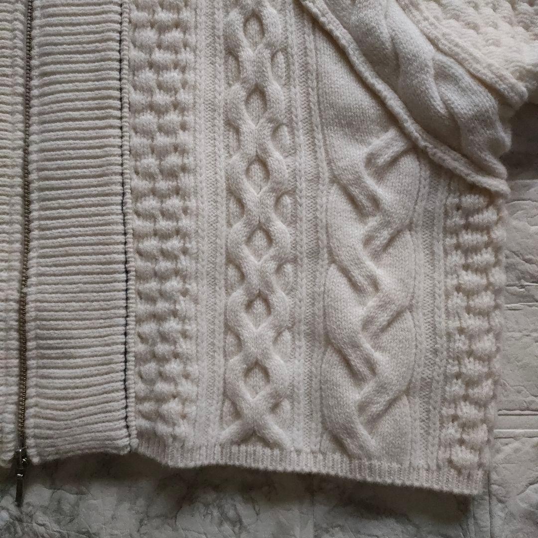 ADAM ET ROPE'　リサイクルウールケーブルZIPカーディガン　Ｆ