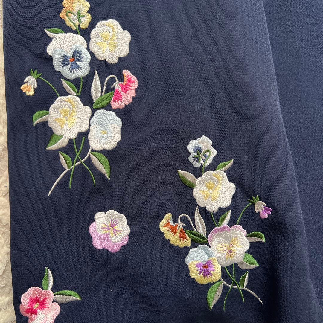 チェスティ ワンピース パンジー刺繍 ネイビー M