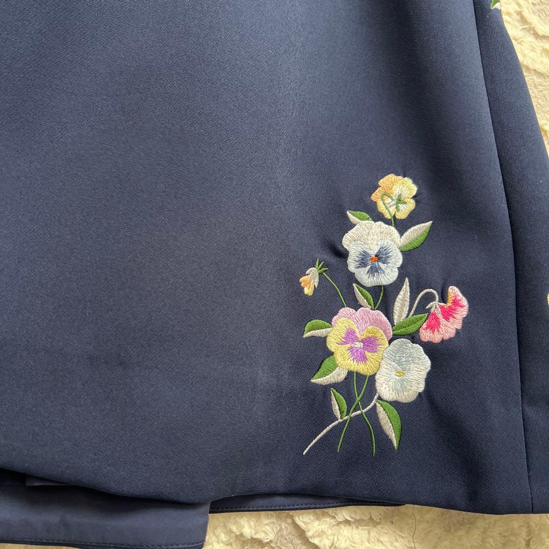チェスティ ワンピース パンジー刺繍 ネイビー M