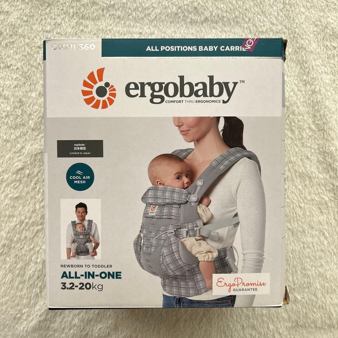 箱付き⭐︎エルゴ抱っこ紐 ergobaby グレー系 チェック柄OMNI360