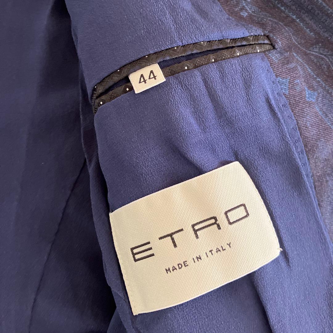 ETRO ネイビー ペイズリー柄 テーラードジャケット 44