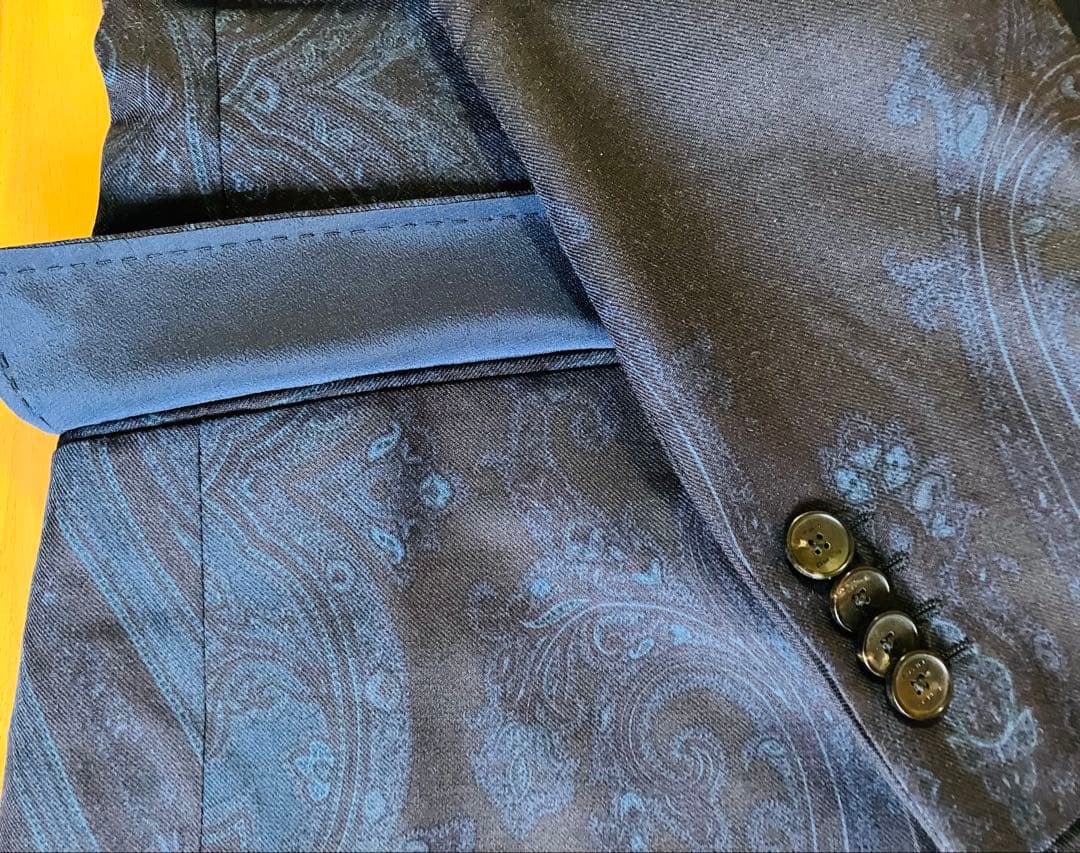 ETRO ネイビー ペイズリー柄 テーラードジャケット 44