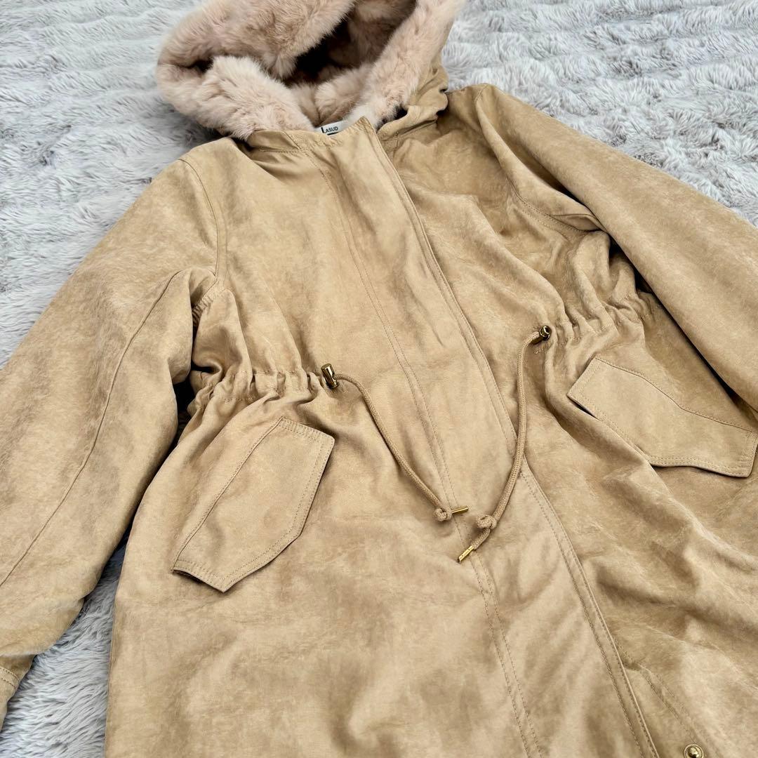LASUD MILITARY モッズコートロング ラビットファーライナー付き M