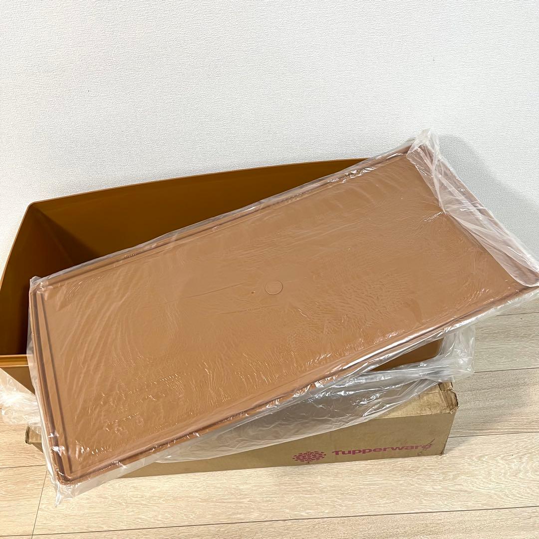 な43【未使用保管品】タッパーウェア ロングディープスーパーケース ブラウン