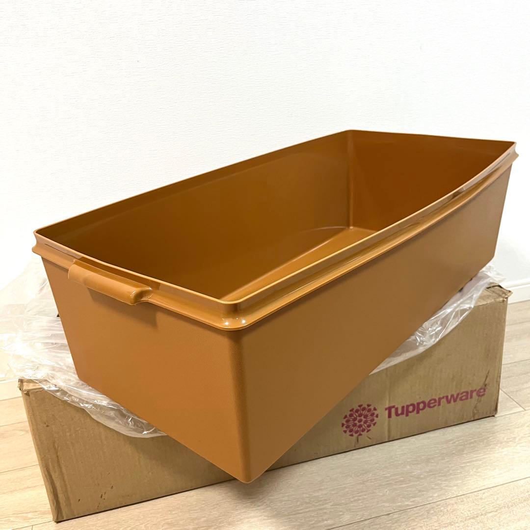 な43【未使用保管品】タッパーウェア ロングディープスーパーケース ブラウン