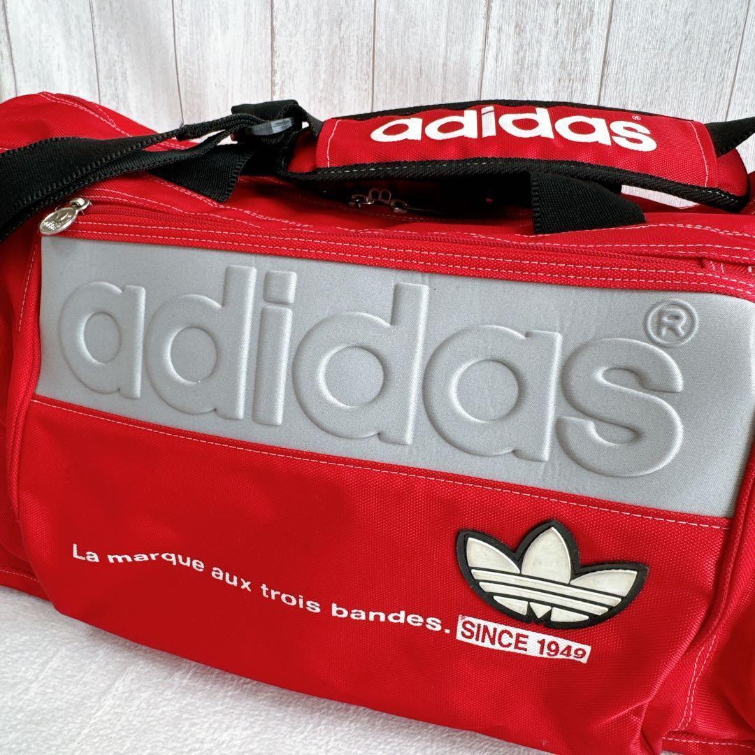 90s adidas アディダス トレフォイル ボストンバッグ 大容量 赤