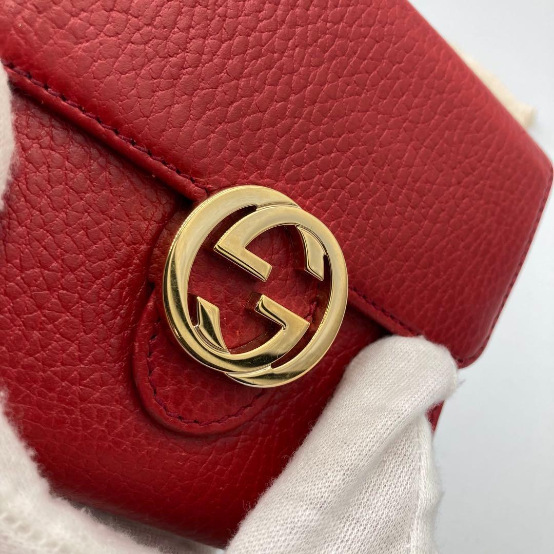 ！極美品！　GUCCI グッチ　折り財布　レザー　レッド　138A
