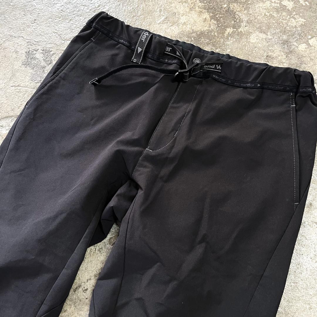 and wander アンドワンダー ストレッチ パンツ 3 ブラック