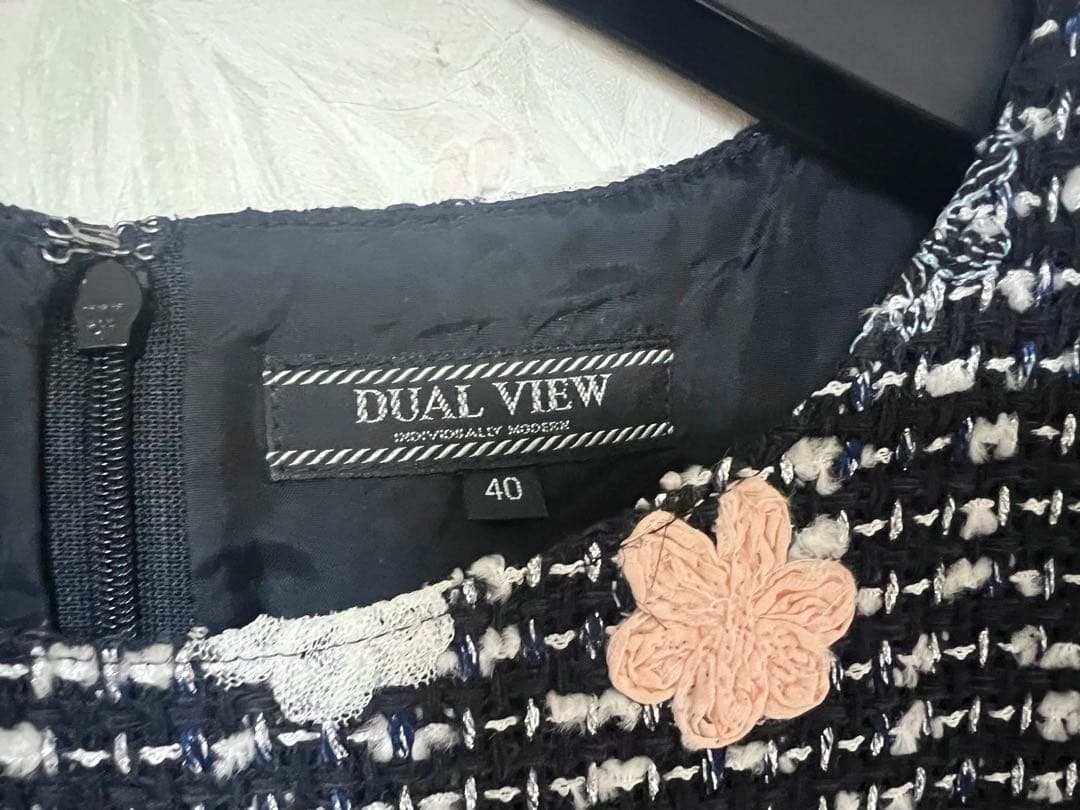 DUAL VIEW花柄✳︎ツイードワンピース40
