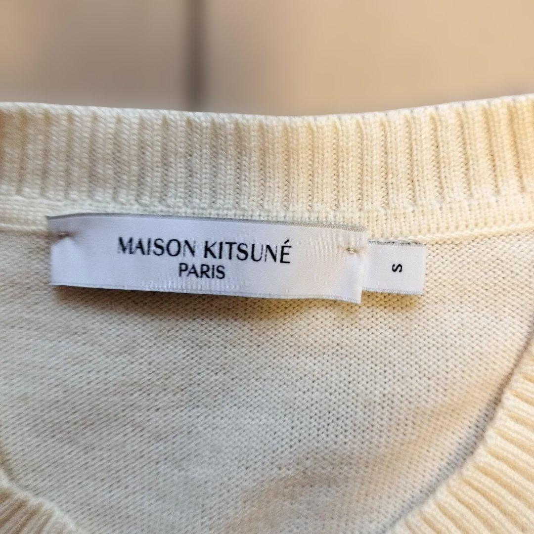 MAISON KITSUNE　PARIS　クリーム色　狐刺繍カーディガン　S