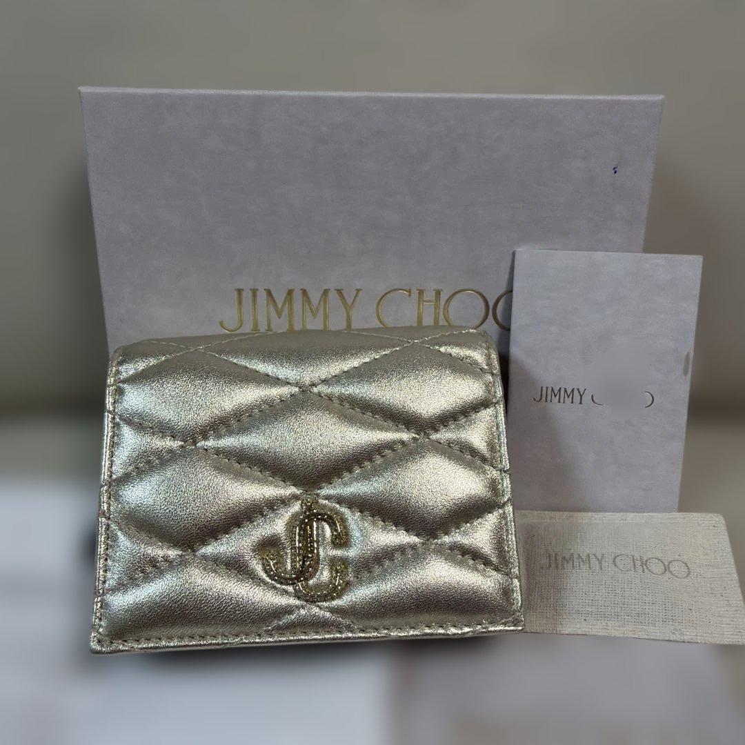 未使用品　jimmy choo 二つ折り財布　ゴールド