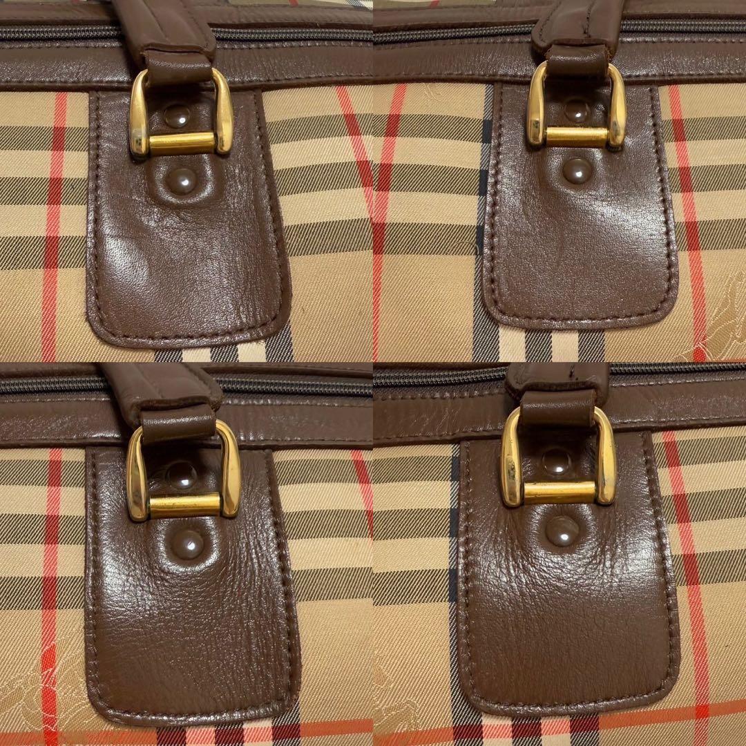 【美品】バーバリー ボストンバッグ 旅行バッグ レザー ノバチェック 手提げ