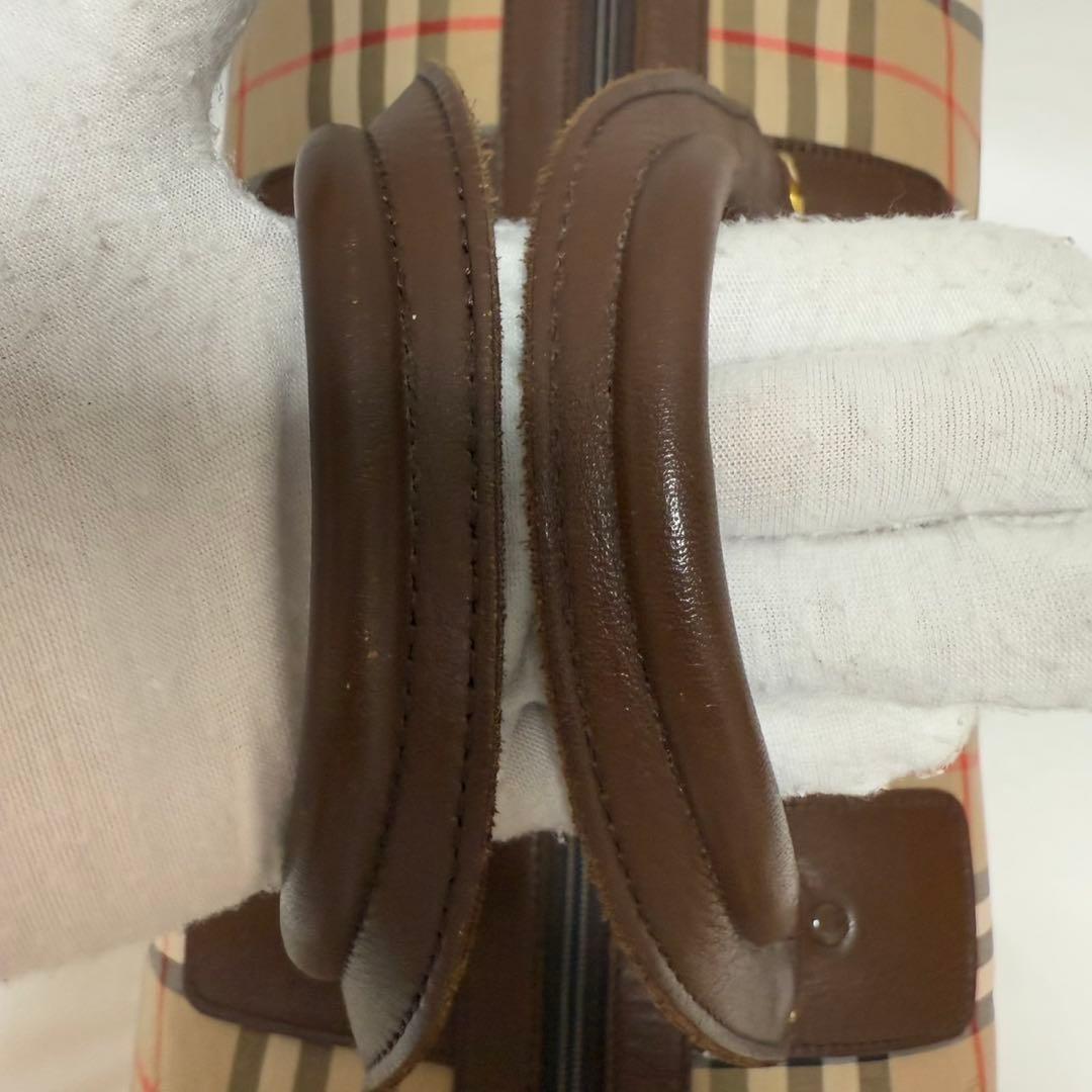 【美品】バーバリー ボストンバッグ 旅行バッグ レザー ノバチェック 手提げ