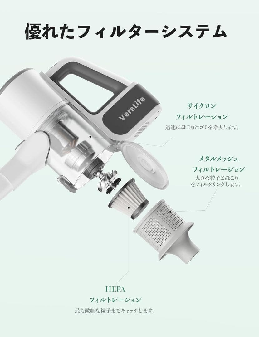 掃除機 コードレス 30000pa VersLife S6 コードレス掃除機