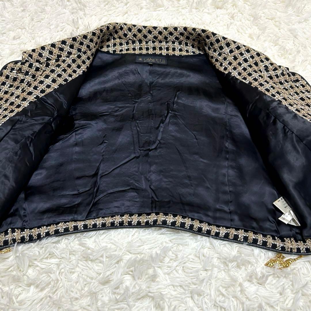 LANCETTI 千鳥格子柄 40 L 金ボタン ヨーロッパ製生地 高級感