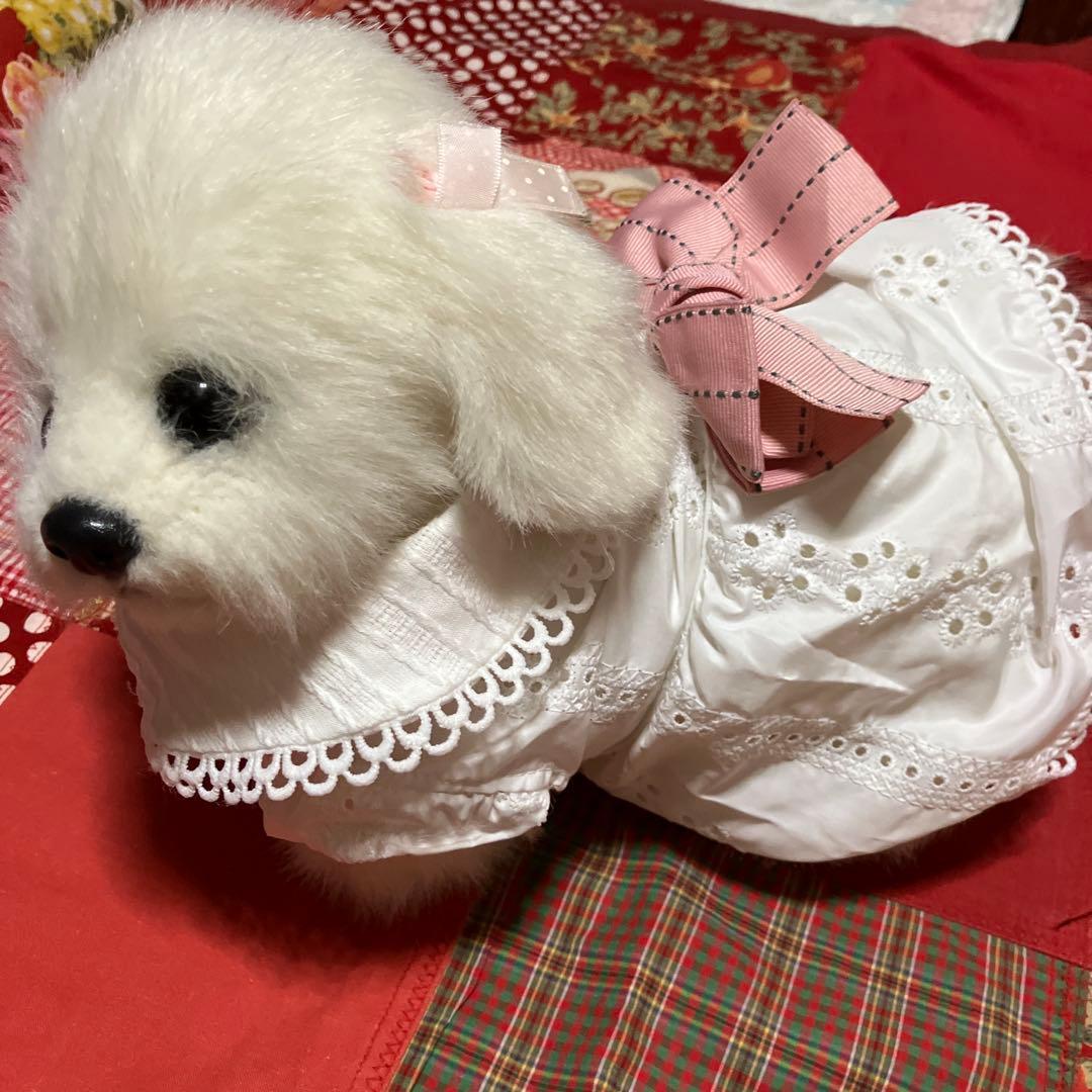 ぬいぐるみ犬　マルチーズ　リアル　白い犬　レトロぬいぐるみ