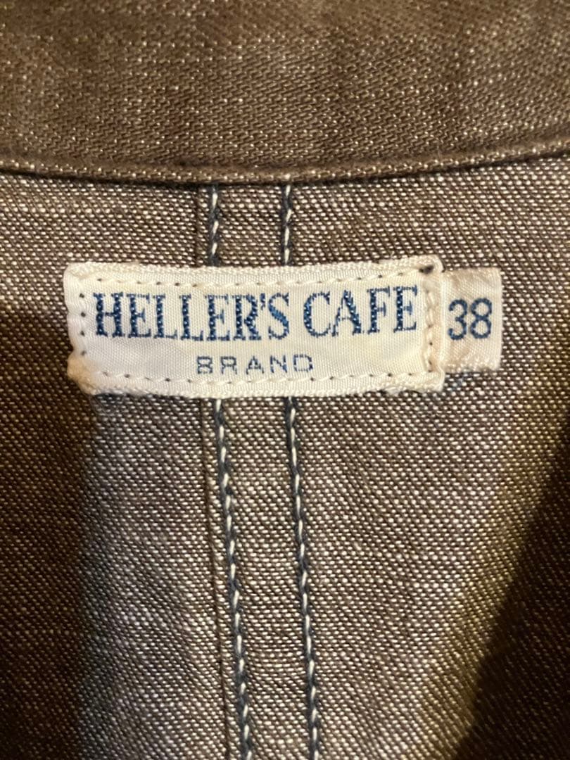 HELLERS CAFE ブラウンデニム　カバーオールサイズ38